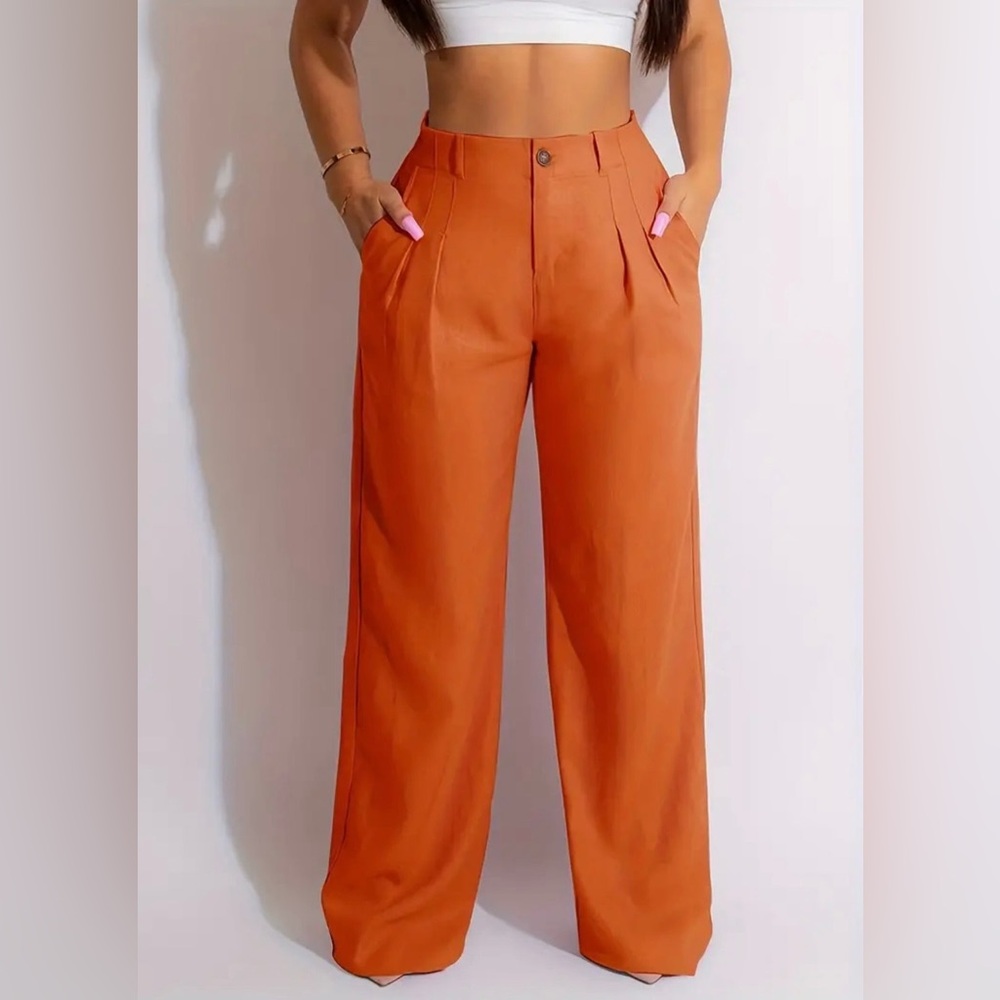 NEW WOMENS HIGH WAIST PLEATED PANTS MEDIUM